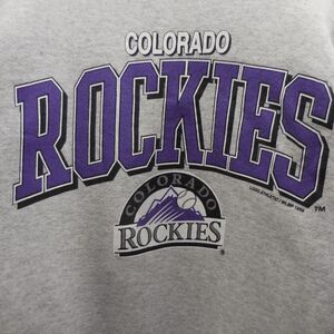 Vintage 90s Logo 7 Colorado Rockies Sweatshirt 2XL Gray Pullover USA Sports Vtg